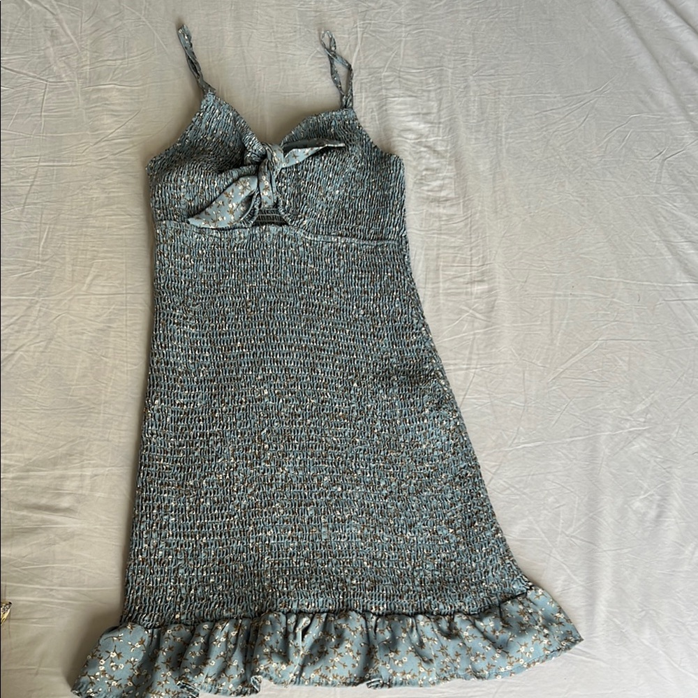 Elegant Blue Floral Dress